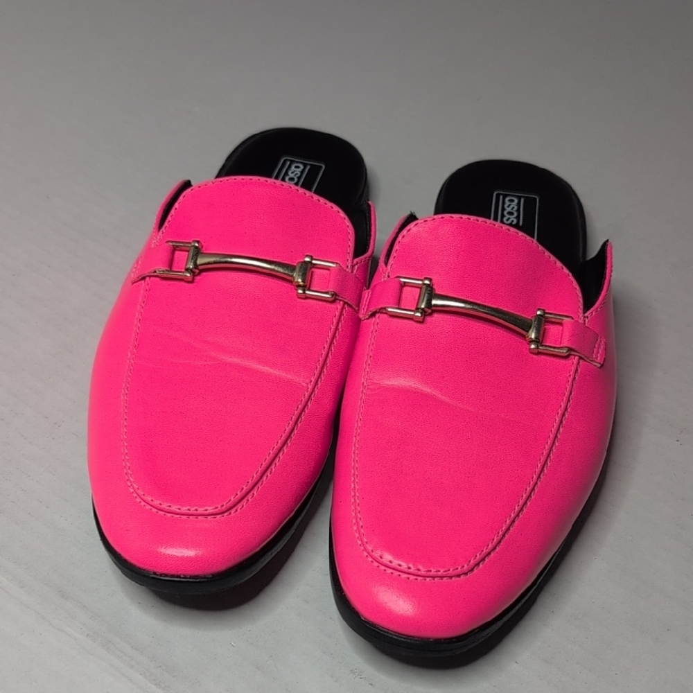 ASOS Horsebit Faux Leather Mule In Hot Pink